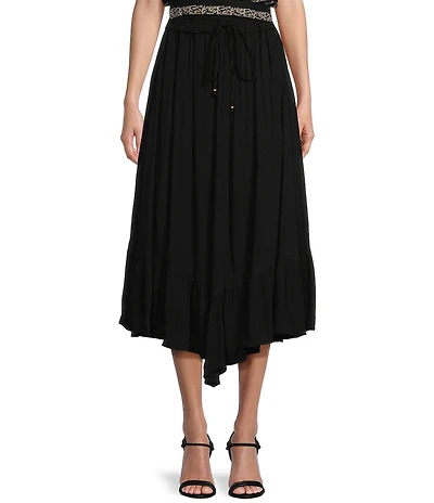 Angie Coordinating Ruffle High-Low Hem Maxi Skirt