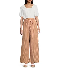 Angie Scoop Neck Flutter Sleeve Crop Top