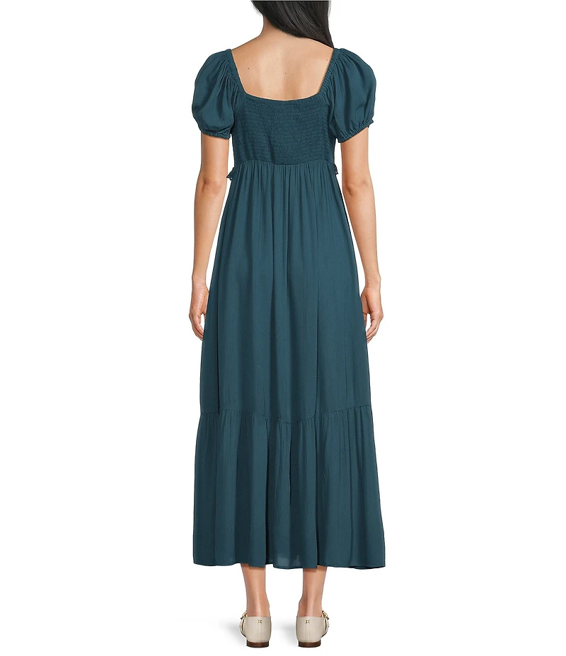 Angie Short Sleeve Lace Trim Midi Dress
