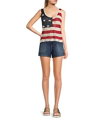 Angie Sleeveless American Flag Knit Tank Top