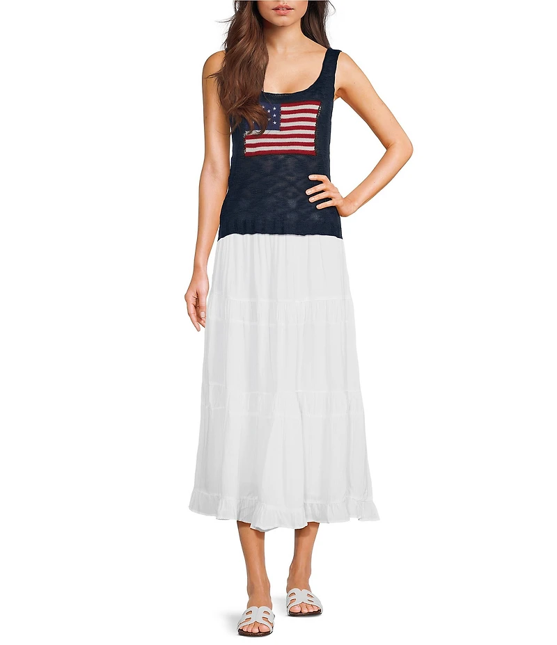 Angie Sleeveless American Flag Scoop Neck Tank Top