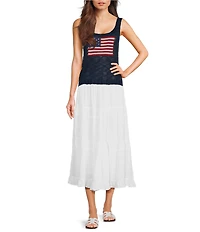 Angie Sleeveless American Flag Scoop Neck Tank Top
