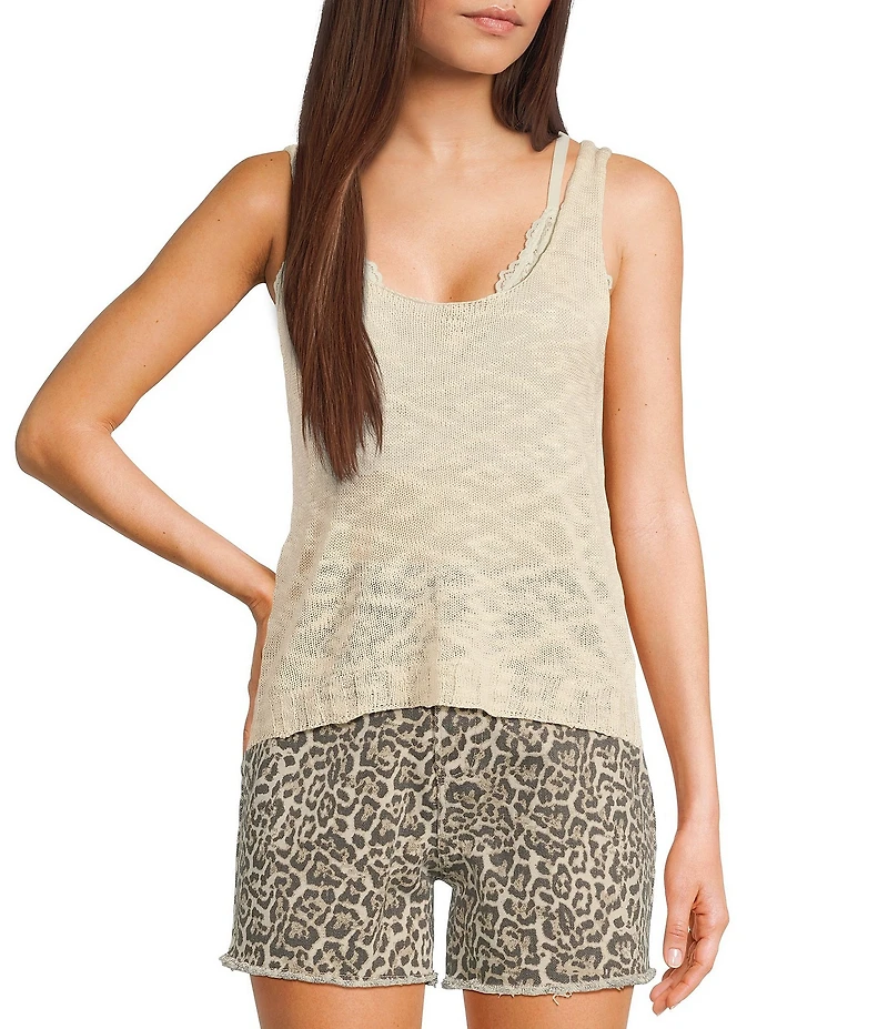 Angie Sleeveless Scoop Neck Solid Knit Tank Top