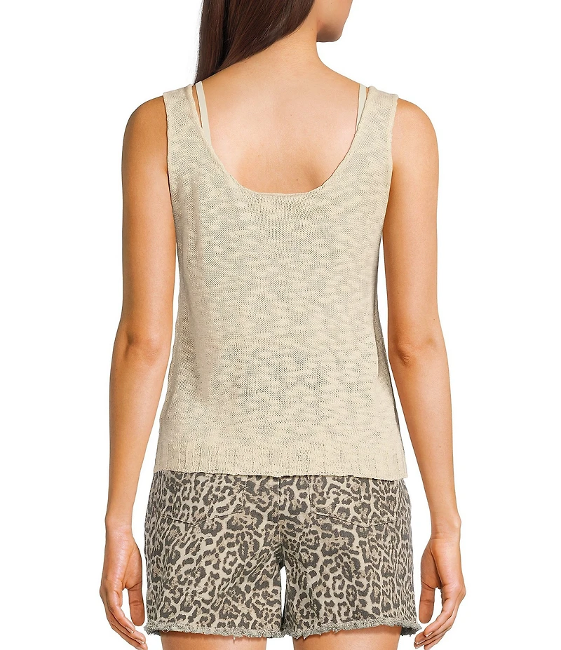 Angie Sleeveless Scoop Neck Solid Knit Tank Top