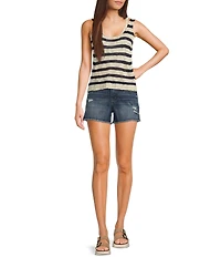 Angie Sleeveless Scoop Neck Striped Knit Tank Top