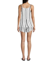Angie Sleeveless Square Neck Wide Striped Romper