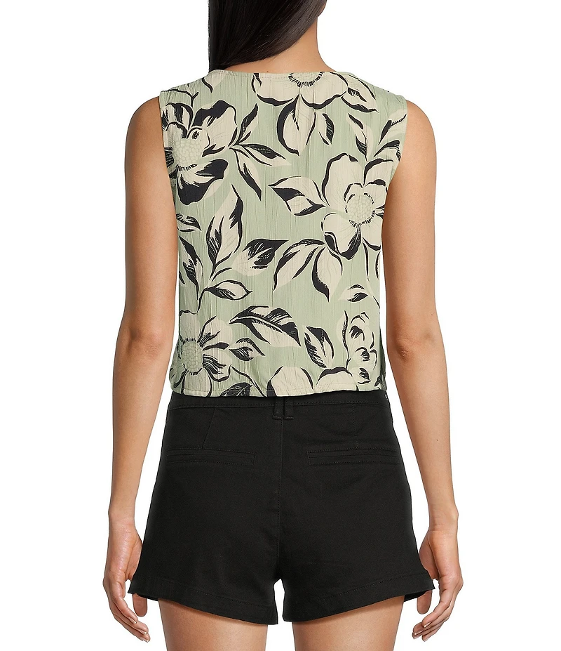 Angie Sleeveless V-Neck Floral Triple Tie Top