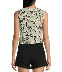 Angie Sleeveless V-Neck Floral Triple Tie Top