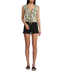 Angie Sleeveless V-Neck Floral Triple Tie Top