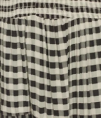 Angie Sleeveless V-Neck Smocked Bodice Gingham Tiered Babydoll Dress