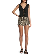 Angie Sleeveless V-neck Triple Front Tie Solid Top