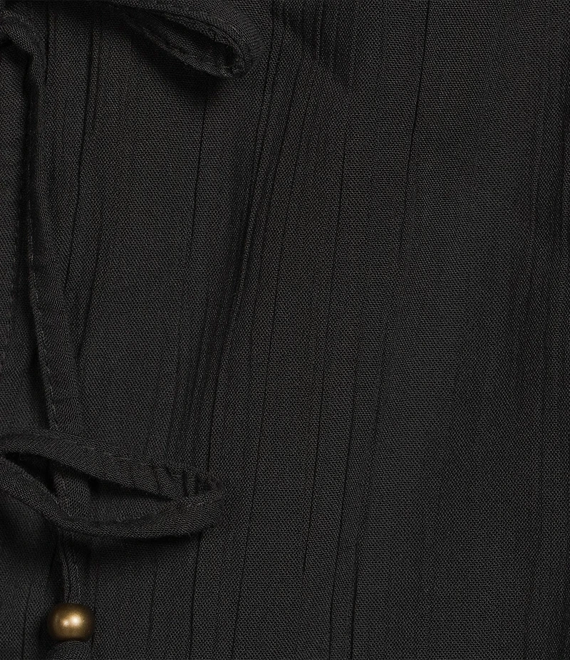 Angie Sleeveless V-neck Triple Front Tie Solid Top