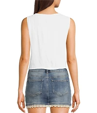 Angie Sleeveless V-neck Triple Front Tie Solid Top