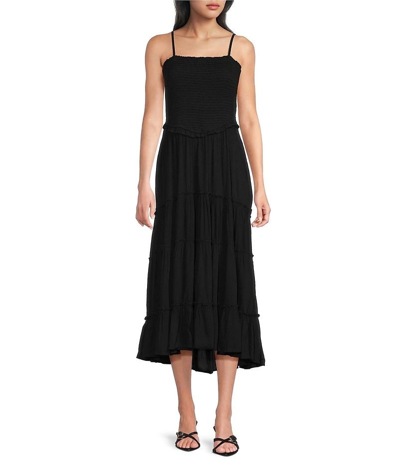 Angie Smocked Bodice Tiered Midi Dress