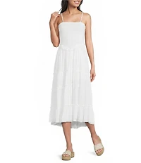Angie Smocked Bodice Tiered Midi Dress