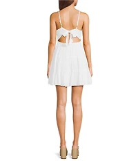 Angie Spaghetti Strap V-Neck Fit & Flare Tank Solid Dress