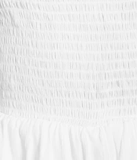 Angie Strapless Smocked Bodice Ruffled Hem Romper