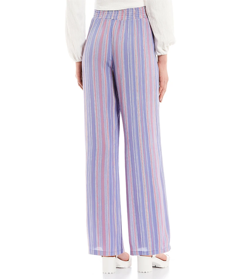 Mulit-Stripe Tie Front Wide Leg Palazzo Pants