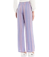 Mulit-Stripe Tie Front Wide Leg Palazzo Pants