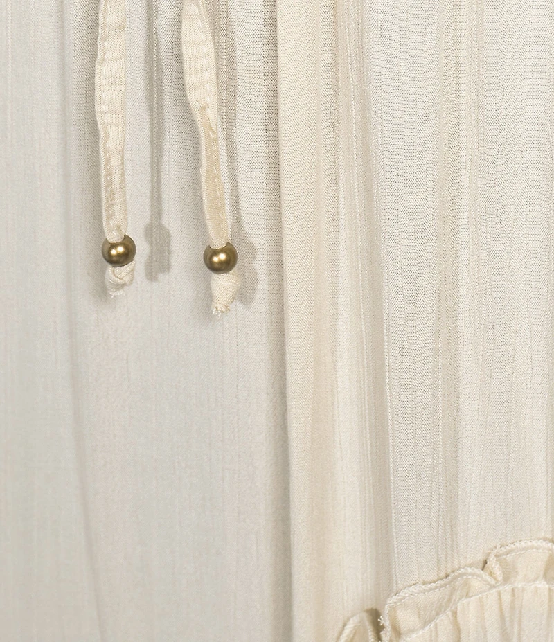 Angie Tie Front Ruffle Midi Skirt