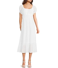 Angie U-Neckline Short Sleeve Empire Midi Dress