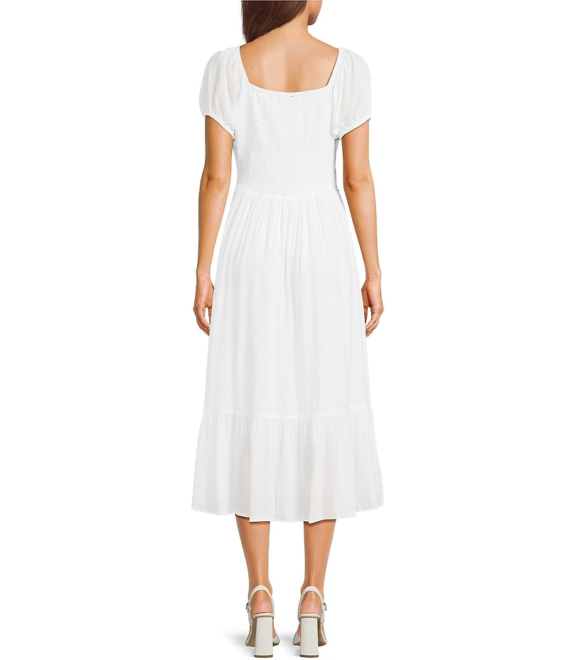 Angie U-Neckline Short Sleeve Empire Midi Dress