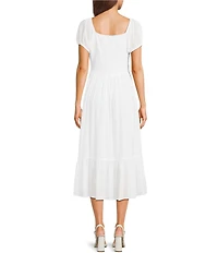 Angie U-Neckline Short Sleeve Empire Midi Dress