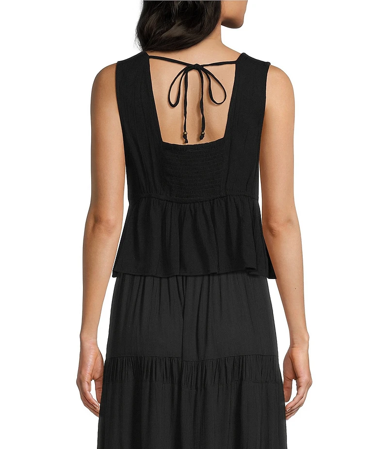 Angie V-Neck Lace Trim Babydoll Top