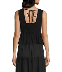 Angie V-Neck Lace Trim Babydoll Top