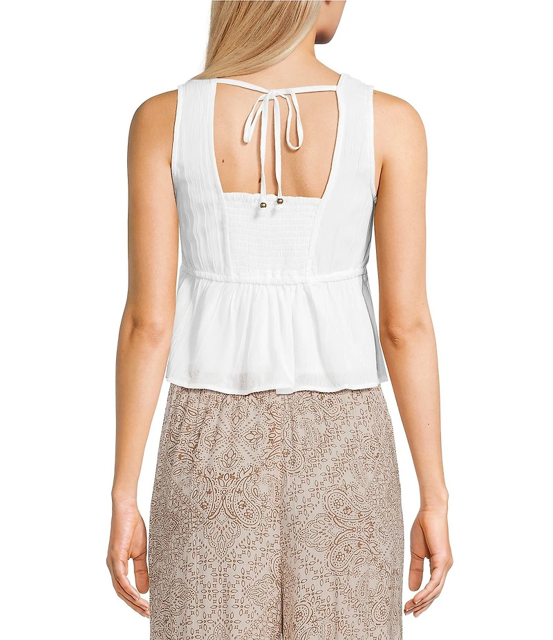 Angie V-Neck Lace Trim Babydoll Top