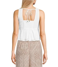 Angie V-Neck Lace Trim Babydoll Top