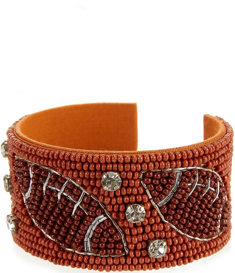 Anna & Ava Beaded Football Statement Cuff Bracelet