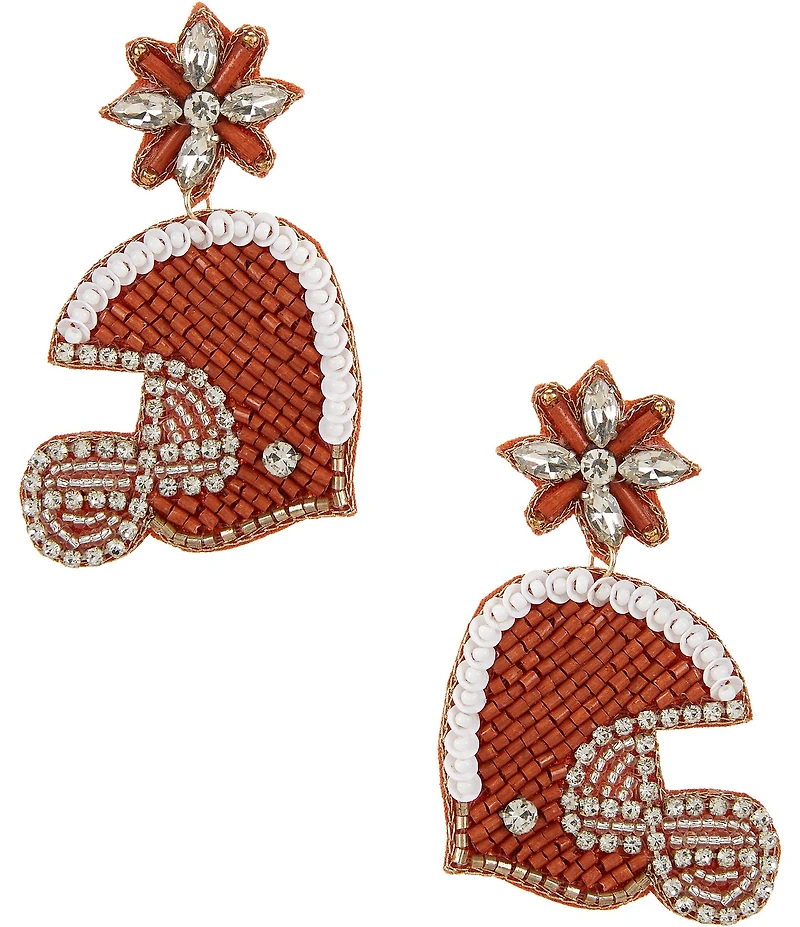 Anna & Ava Beaded Football Helmet Statement Drop Earrings