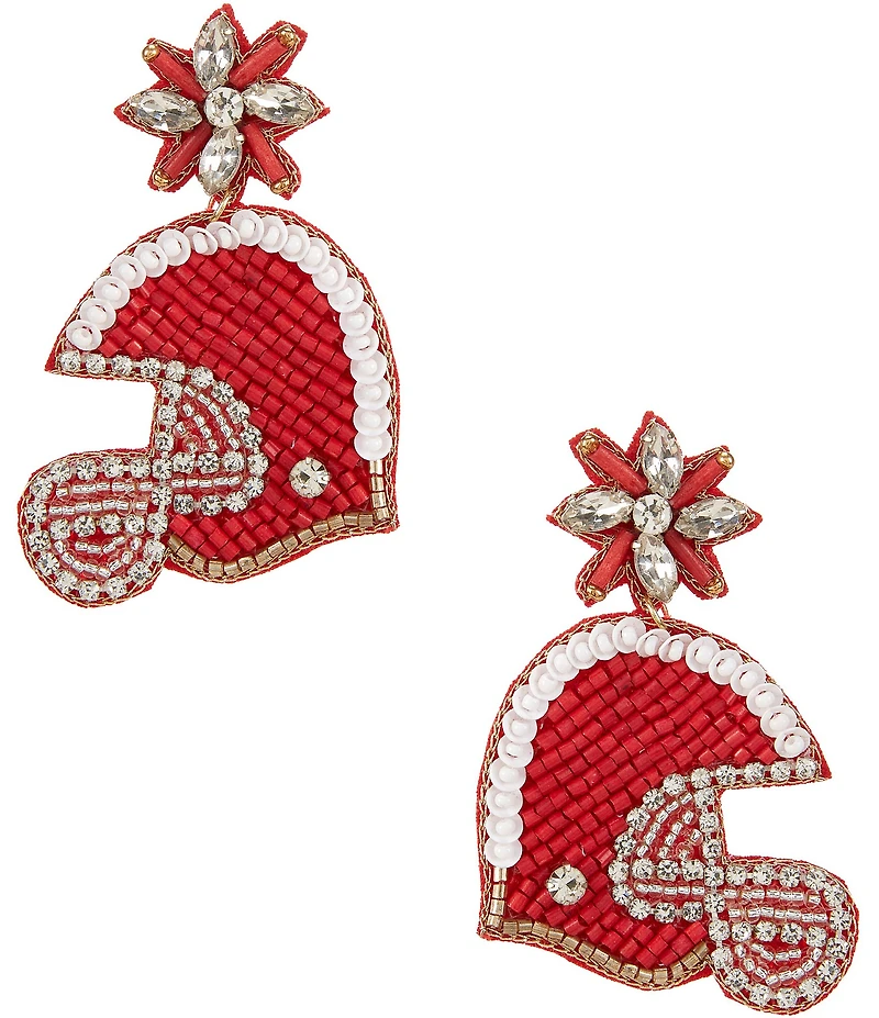 Anna & Ava Beaded Football Helmet Statement Drop Earrings