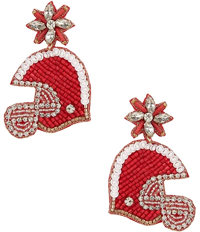Anna & Ava Beaded Football Helmet Statement Drop Earrings