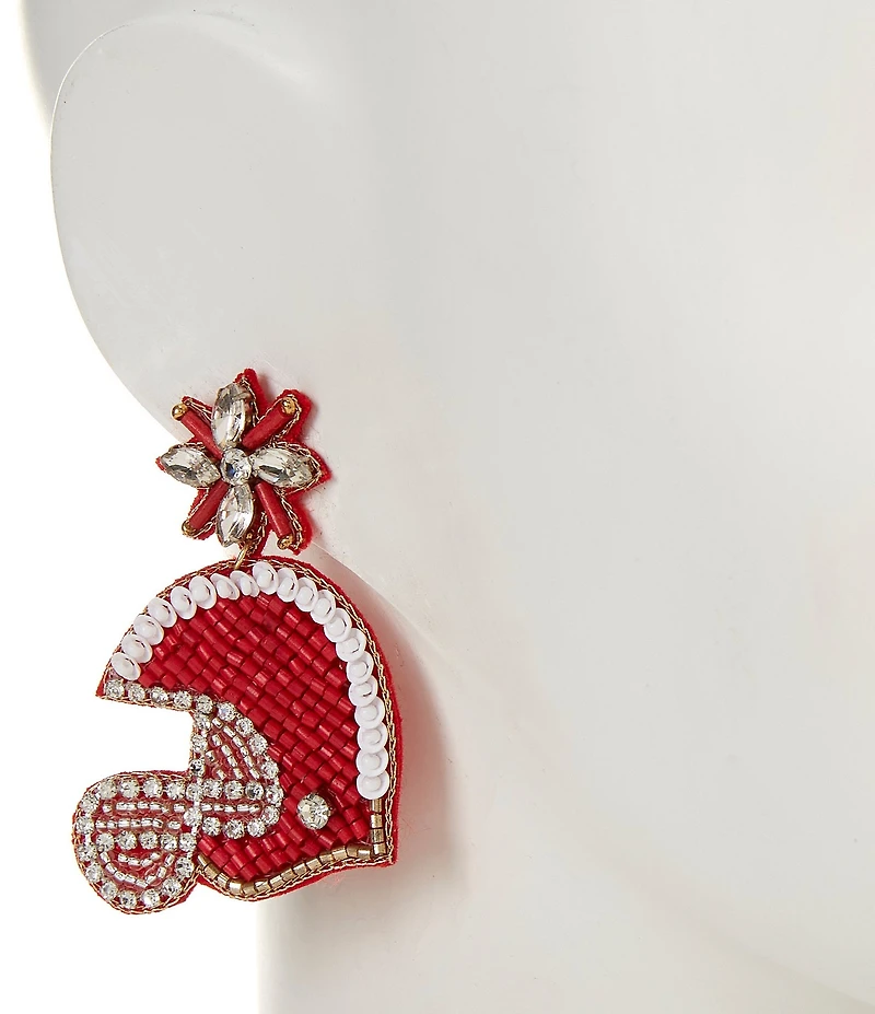 Anna & Ava Beaded Football Helmet Statement Drop Earrings