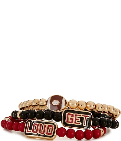 Anna & Ava Beaded Get Loud Football Stretch Bracelet Set