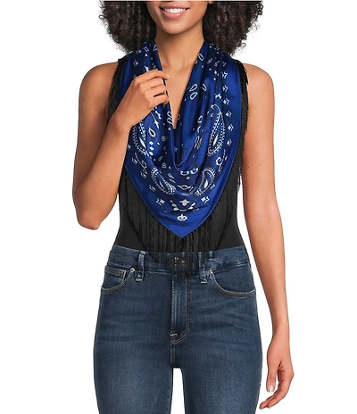 Anna & Ava Black and Blue Fringe Scarf Wrap