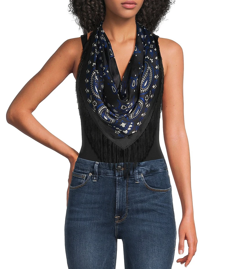 Anna & Ava Black and Blue Fringe Scarf Wrap