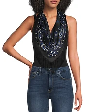 Anna & Ava Black and Blue Fringe Scarf Wrap