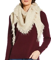 Anna & Ava Boucle Woven Fringe Triangle Scarf