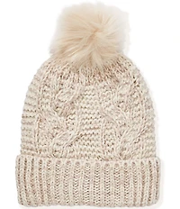 Anna & Ava Cable Knit Beanie with Lurex
