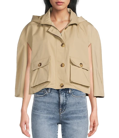 Anna & Ava Cropped Trench Hooded Poncho