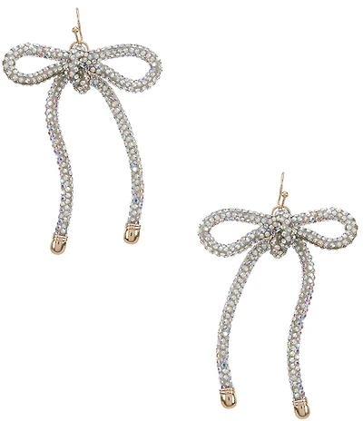 Anna & Ava Crystal Abalone Stone Tape Bow Drop Earrings
