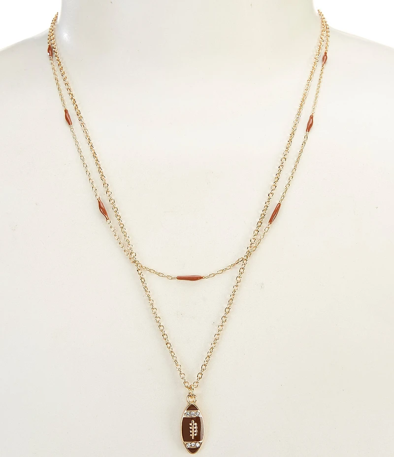 Anna & Ava Delicate Double Strand Football Charm Short Pendant Necklace
