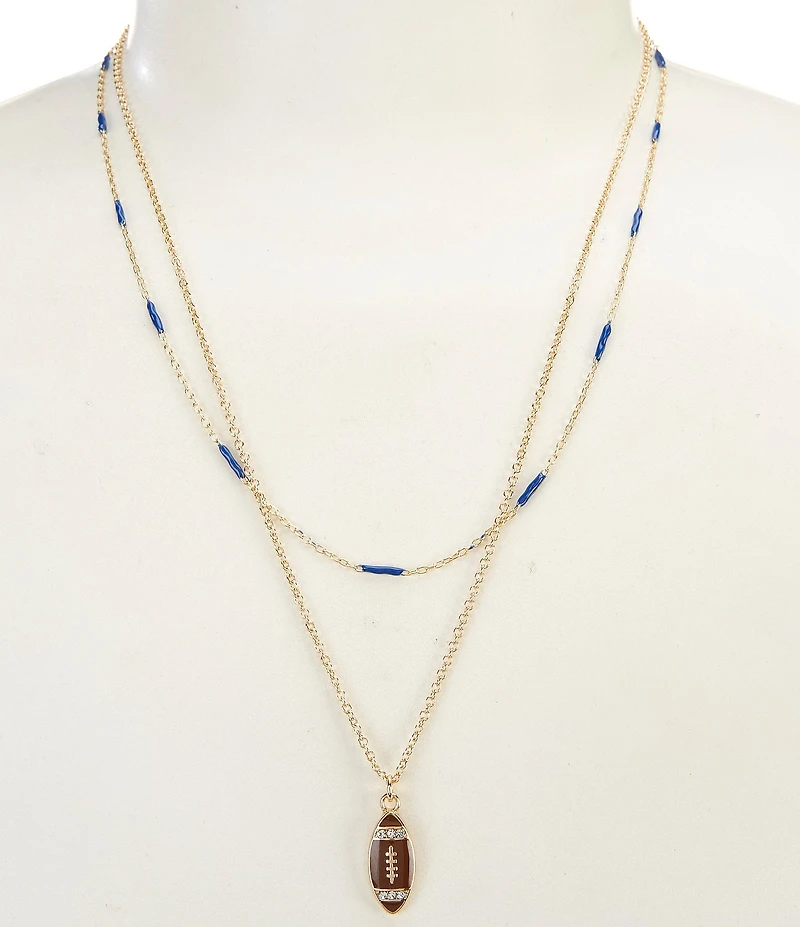 Anna & Ava Delicate Double Strand Football Charm Short Pendant Necklace