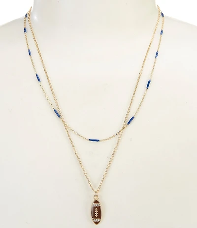 Anna & Ava Delicate Double Strand Football Charm Short Pendant Necklace