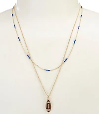 Anna & Ava Delicate Double Strand Football Charm Short Pendant Necklace