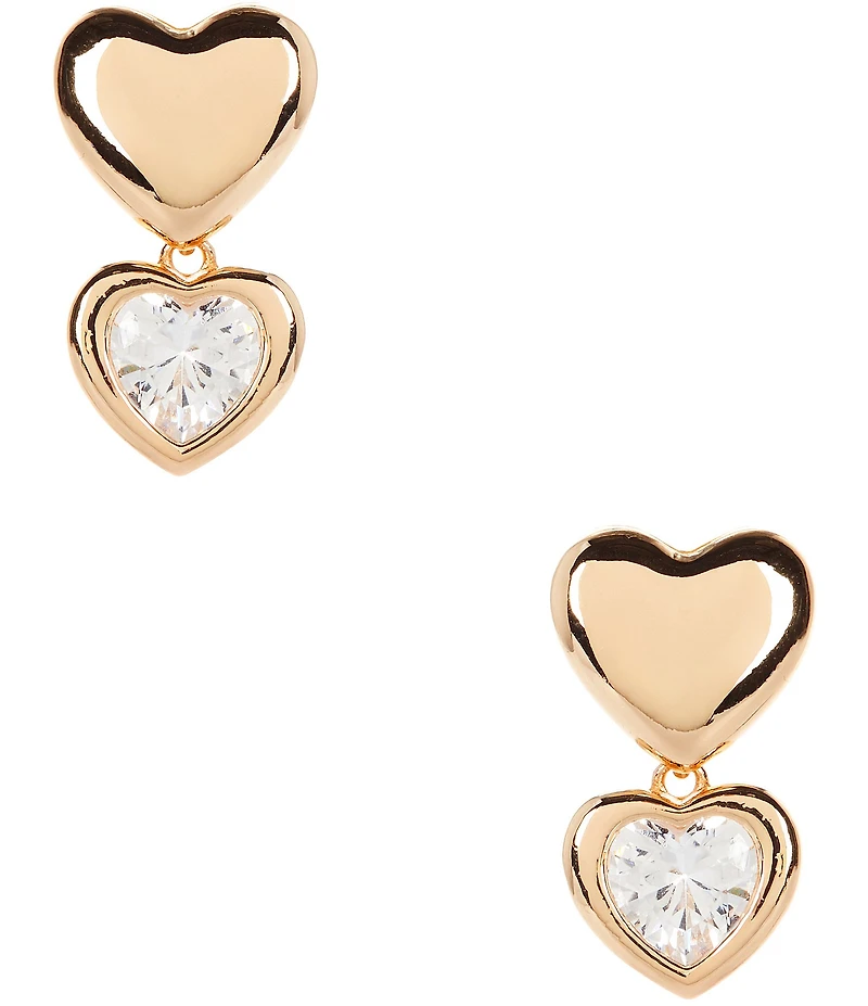 Anna & Ava Double Heart Cubic Zirconia Stone Drop Earrings