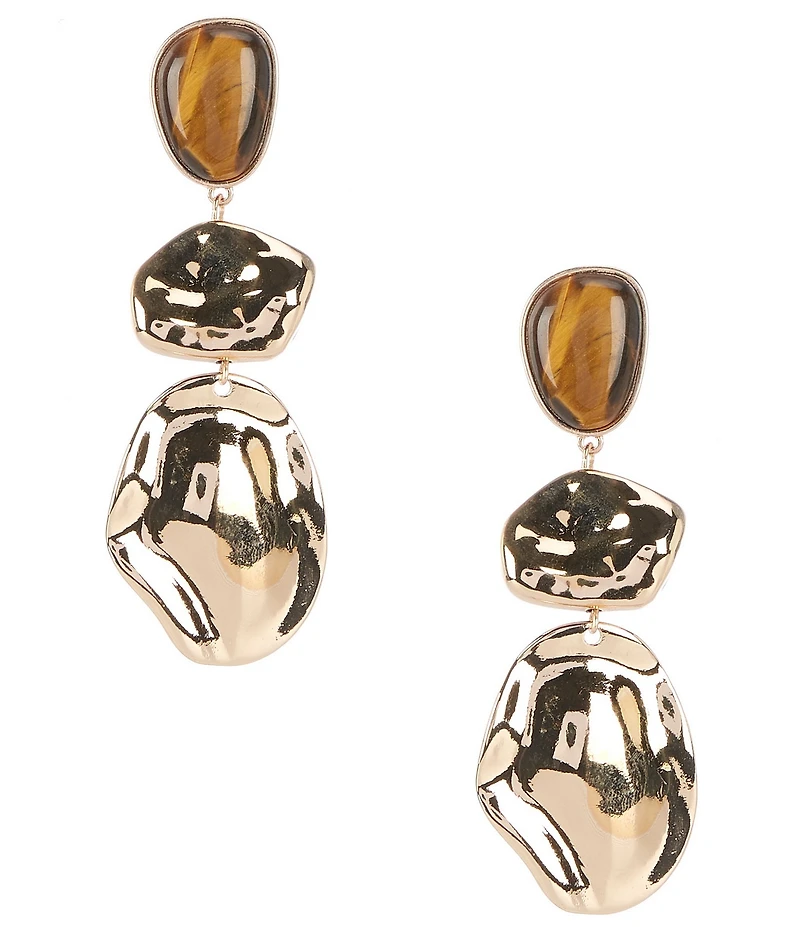 Anna & Ava with Disc and Semi Precious Stone Linear Earrings